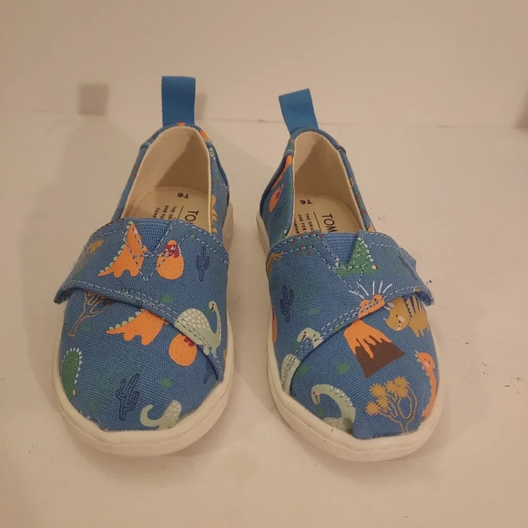 TOMS Dinoland Baby/Toddler Glow-In-The-Dark Alpargata Shoes in Size T6 Toddler - Picture 2 of 10